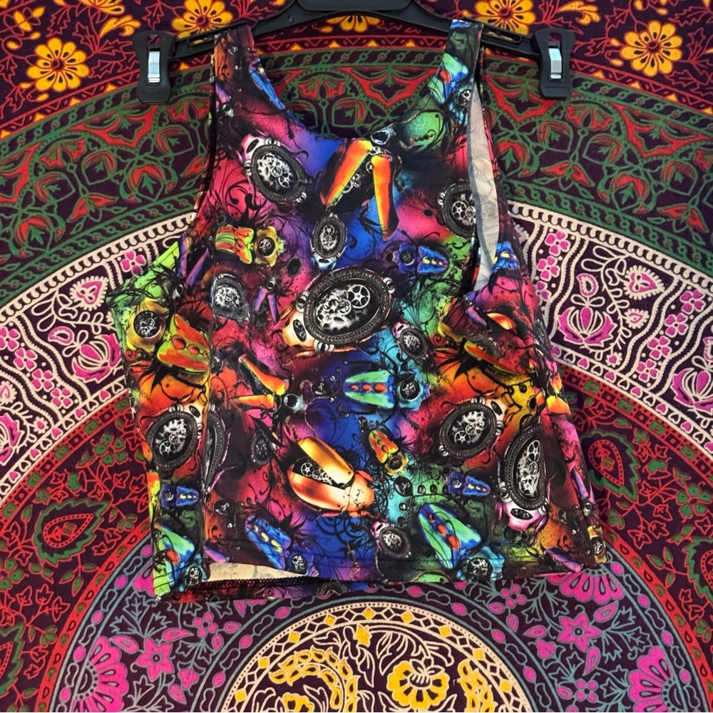 BlackMilk Clothing- Bugs on Acid Reversible Crop Top- Size Medium- PC